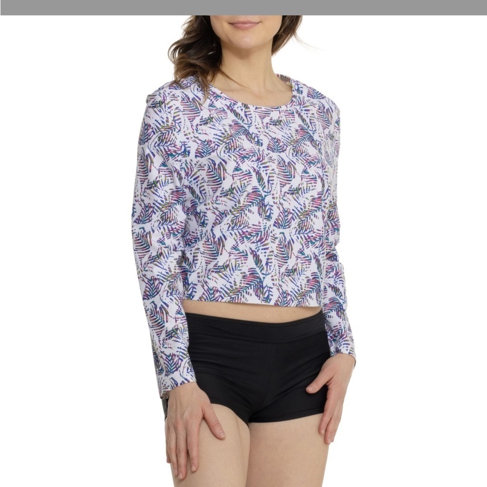 New! Coolibar Aulea Surf Rash Guard 50 + UPF womans shirt top long sleeve Large
